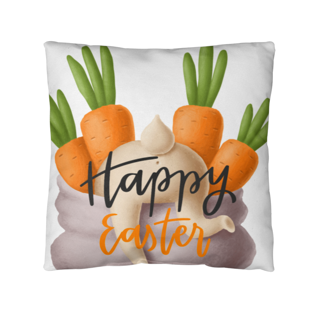 Two Sided Easter Decorative Throw Pillow w/Carrots