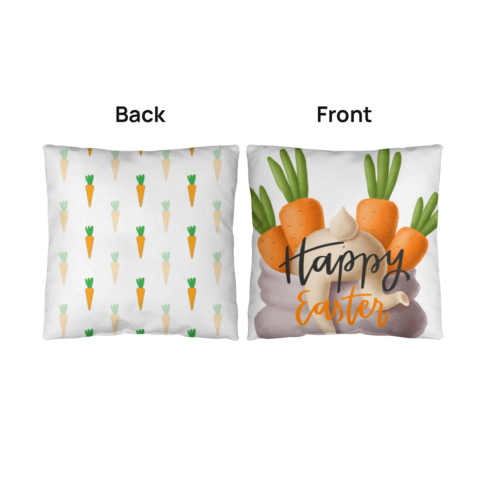 Two Sided Easter Decorative Throw Pillow w/Carrots